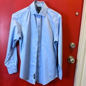 Jos. A. Bank Traveler Light Blue Dress Shirt 14.5 33 Tailored Fit Cotton